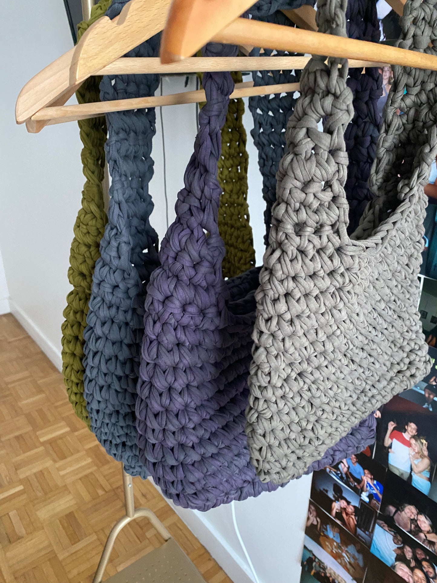 Sac en crochet prune marbré
