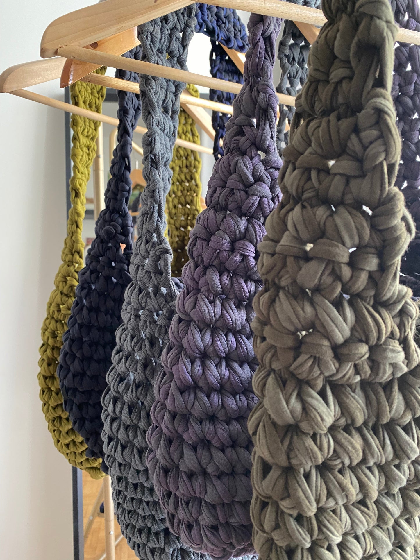 Sac en crochet prune marbré