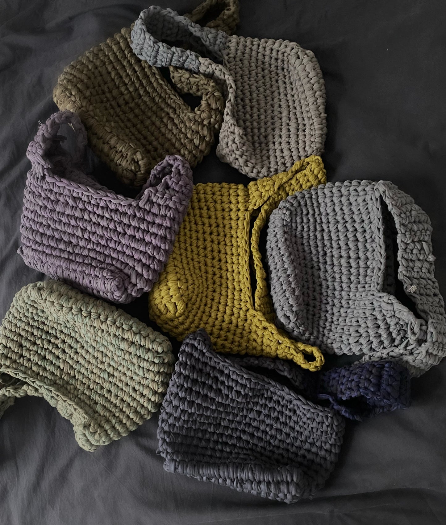 Sac en crochet kaki marbré