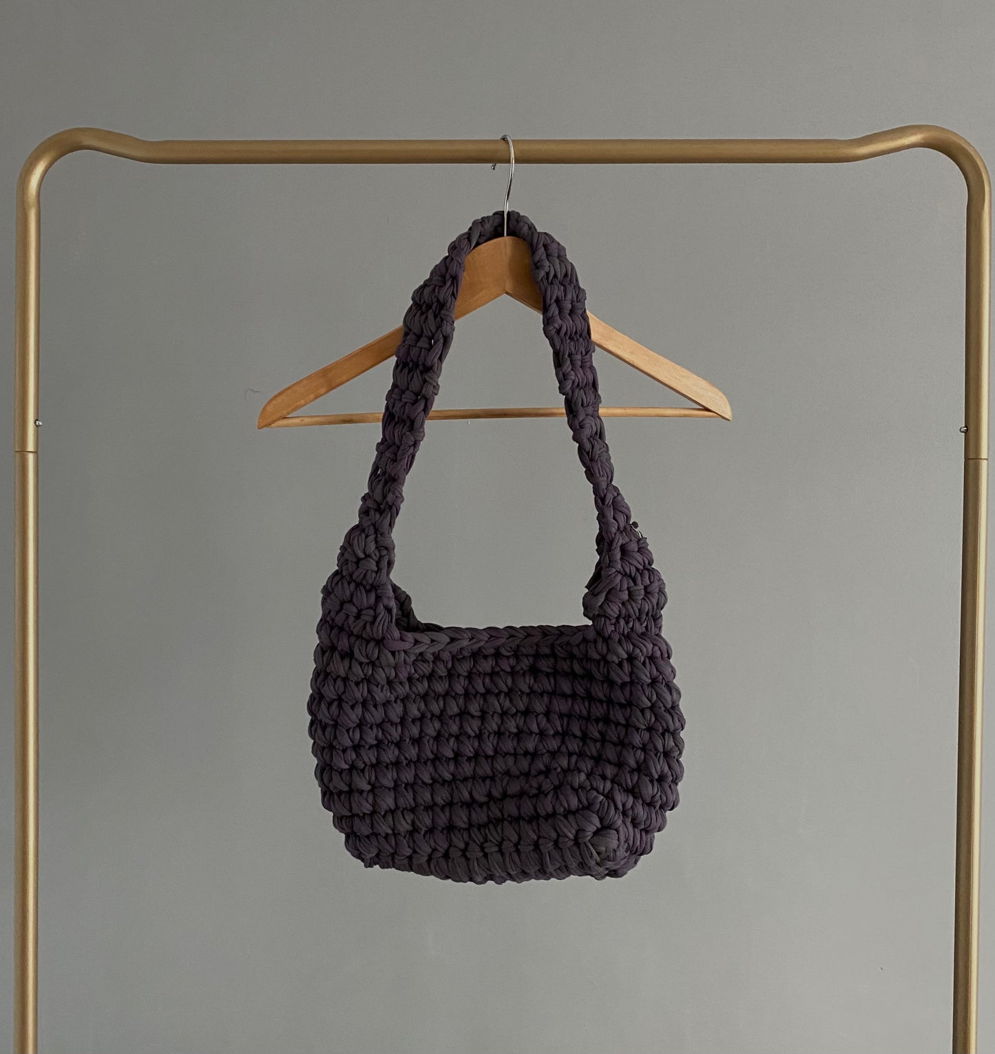 Sac en crochet prune marbré