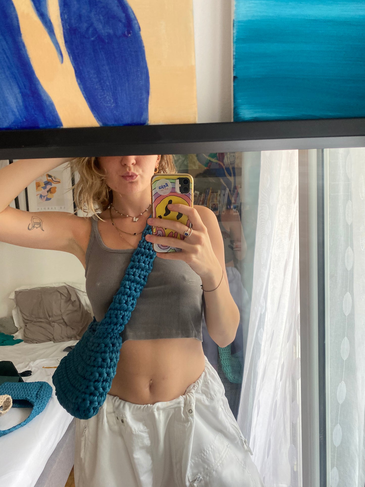 Sac en crochet turquoise