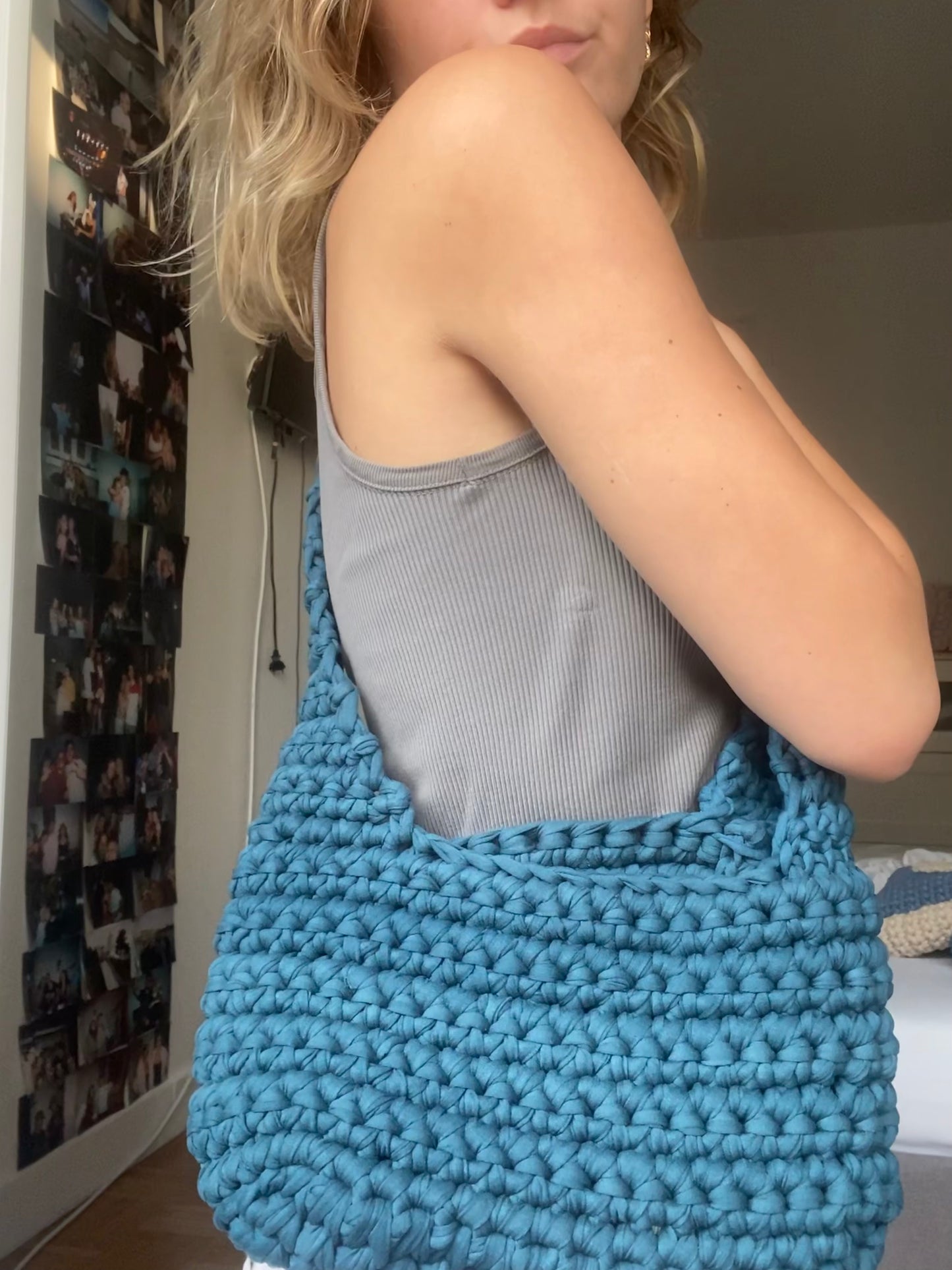 Sac en crochet turquoise