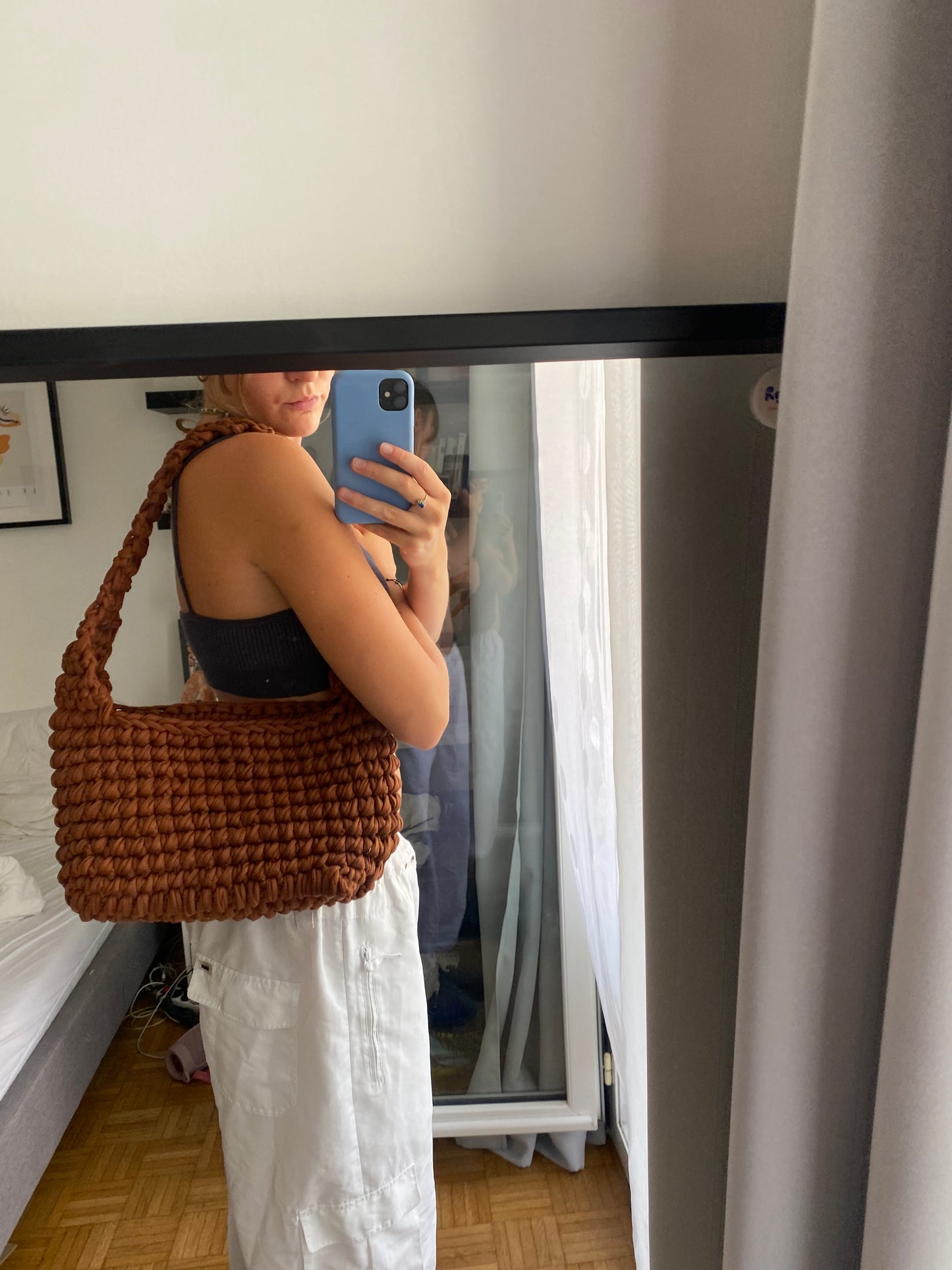 Sac en crochet marron