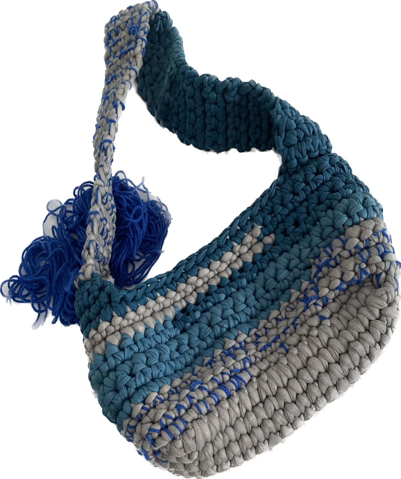 Sac en crochet marbré turquoise
