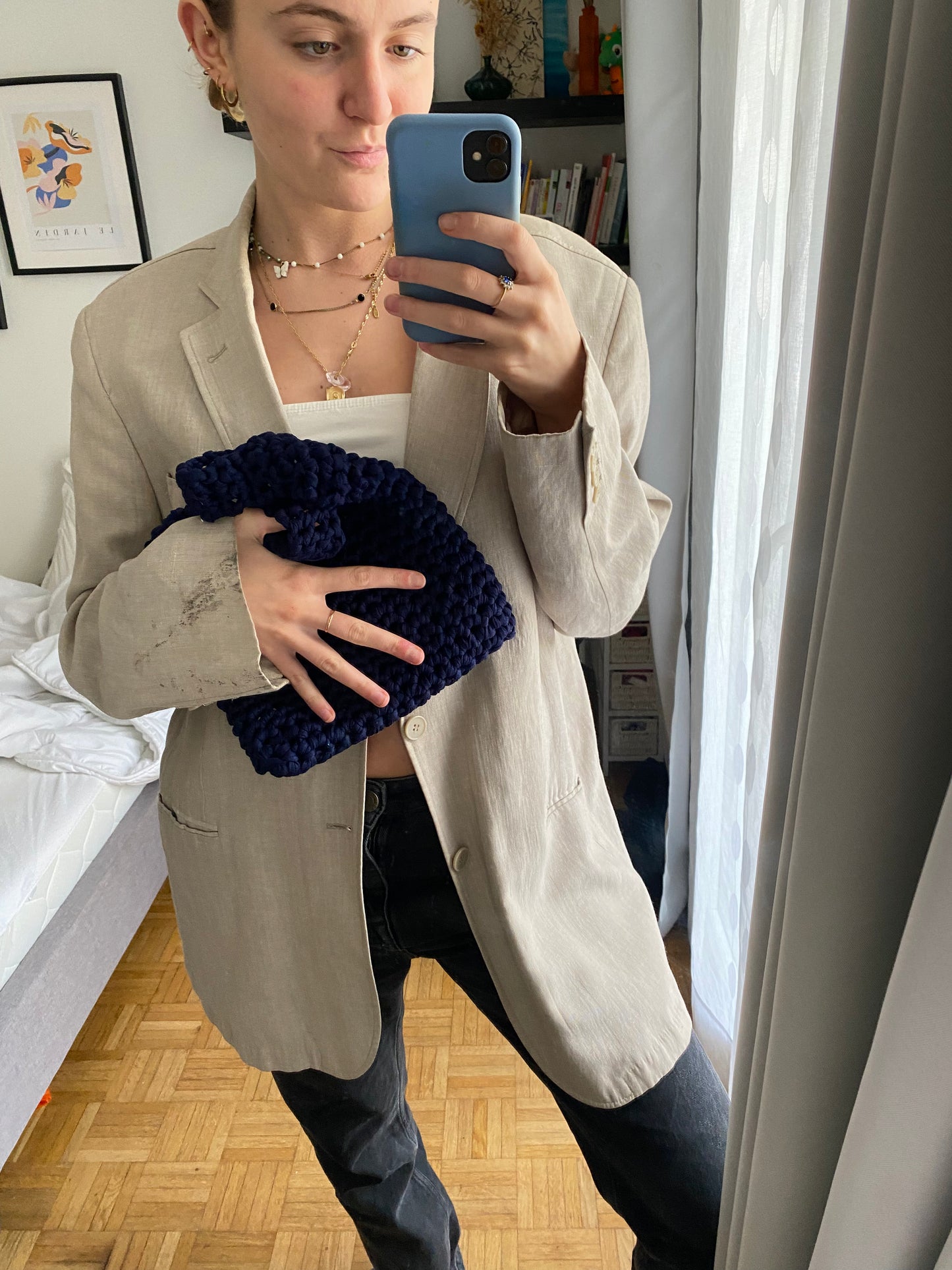 Sac à main bleu marine