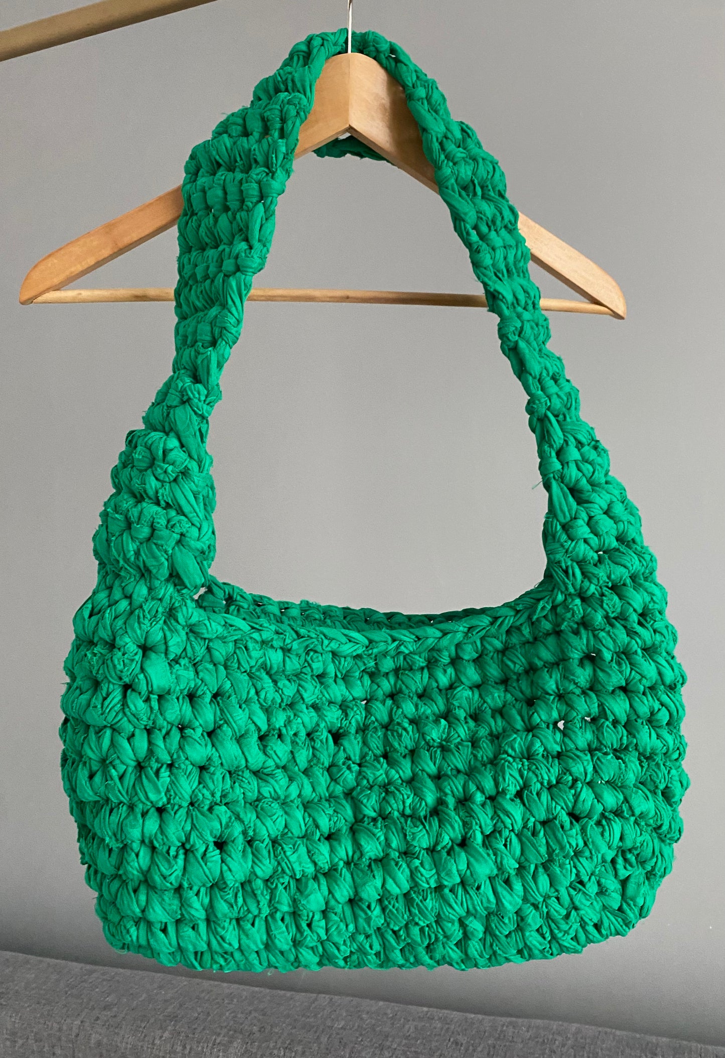 Sac en crochet vert