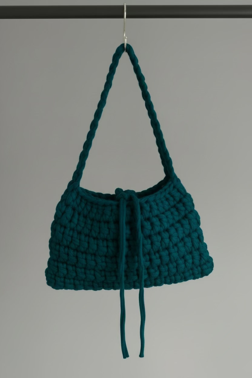 sac baguette en crochet bordeaux