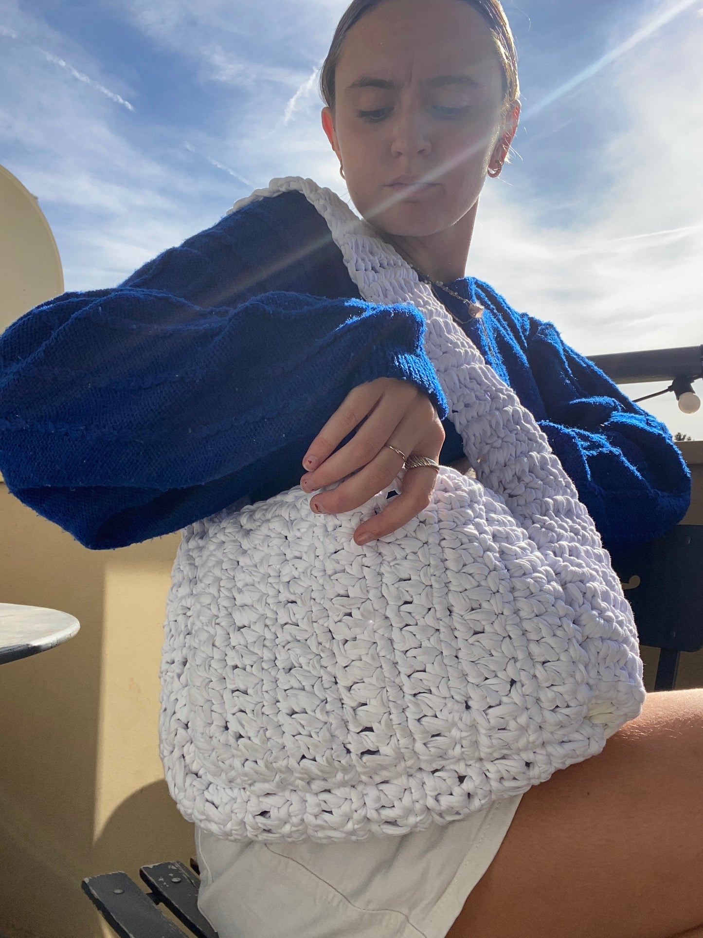 Sac en crochet blanc