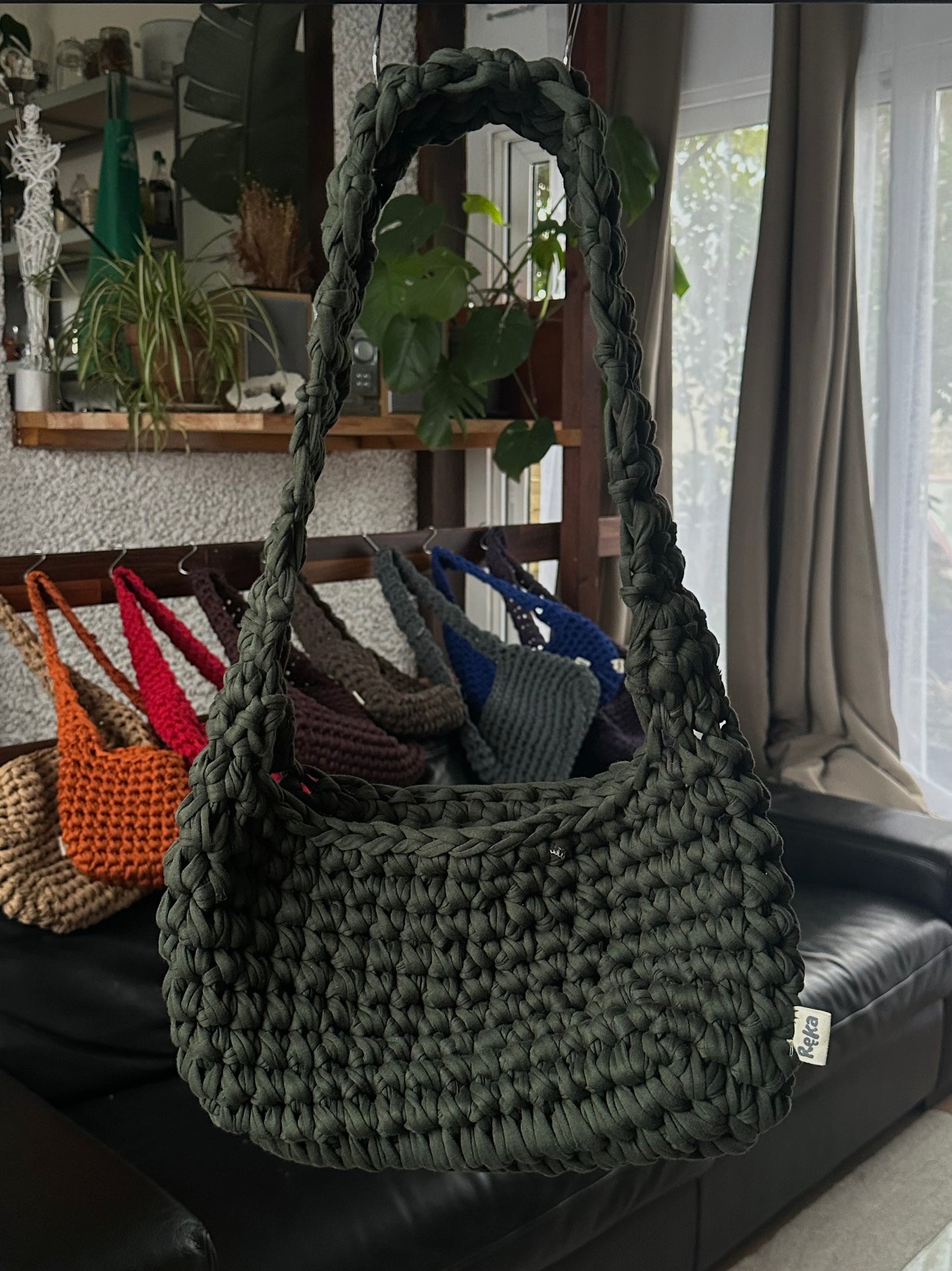 Sac en crochet kaki