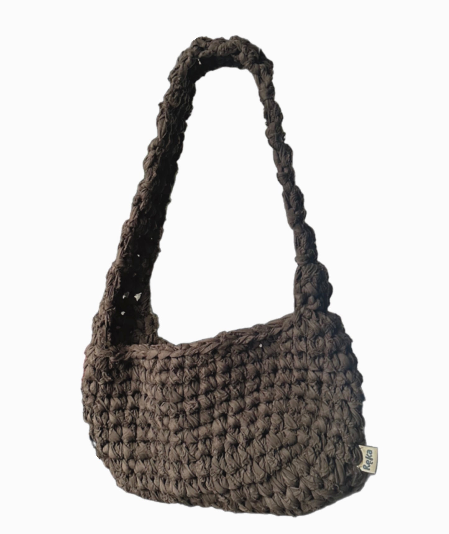 Sac en crochet bandoulière marron destroy