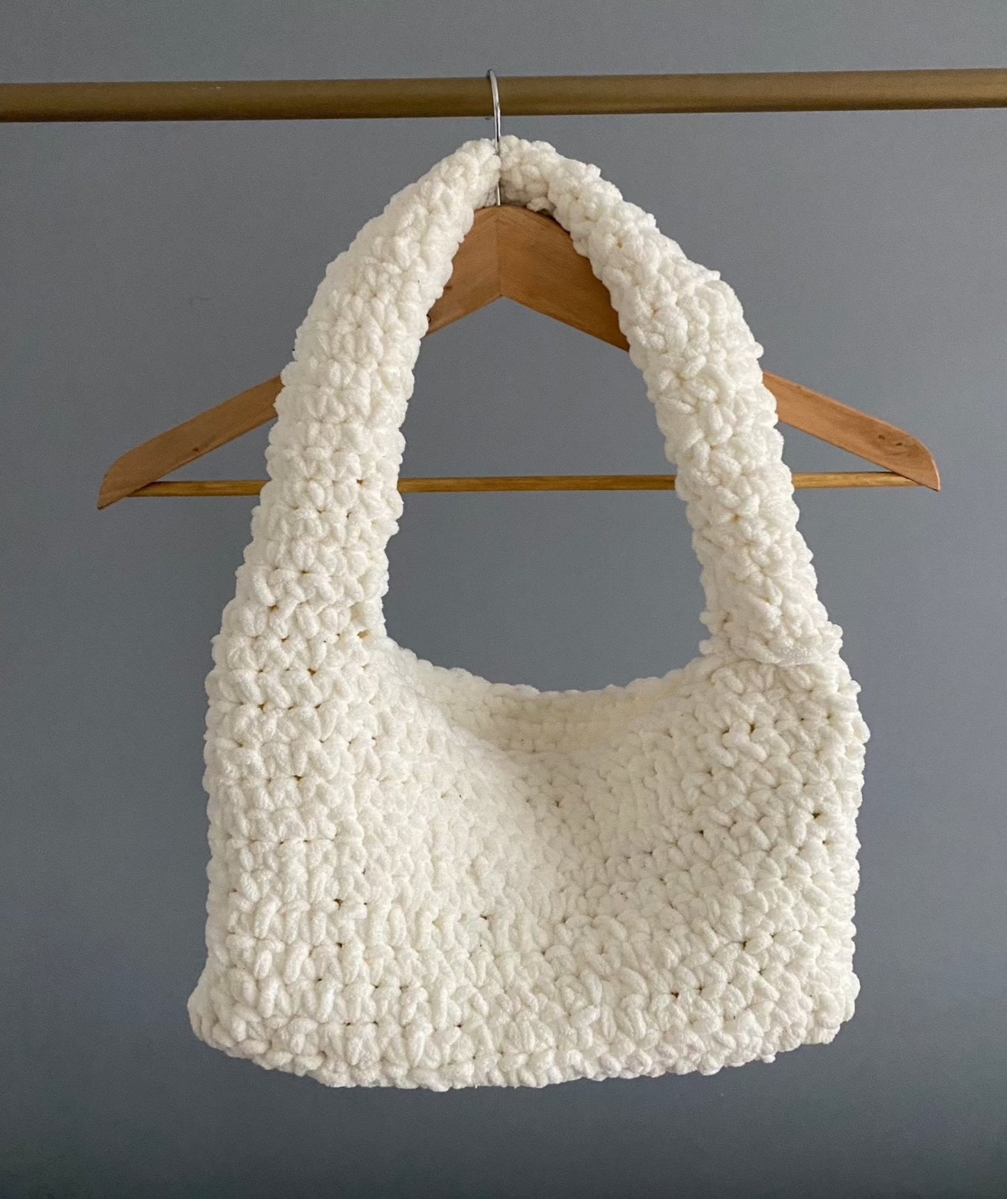 Sac en crochet blanc cassé pilou pilou