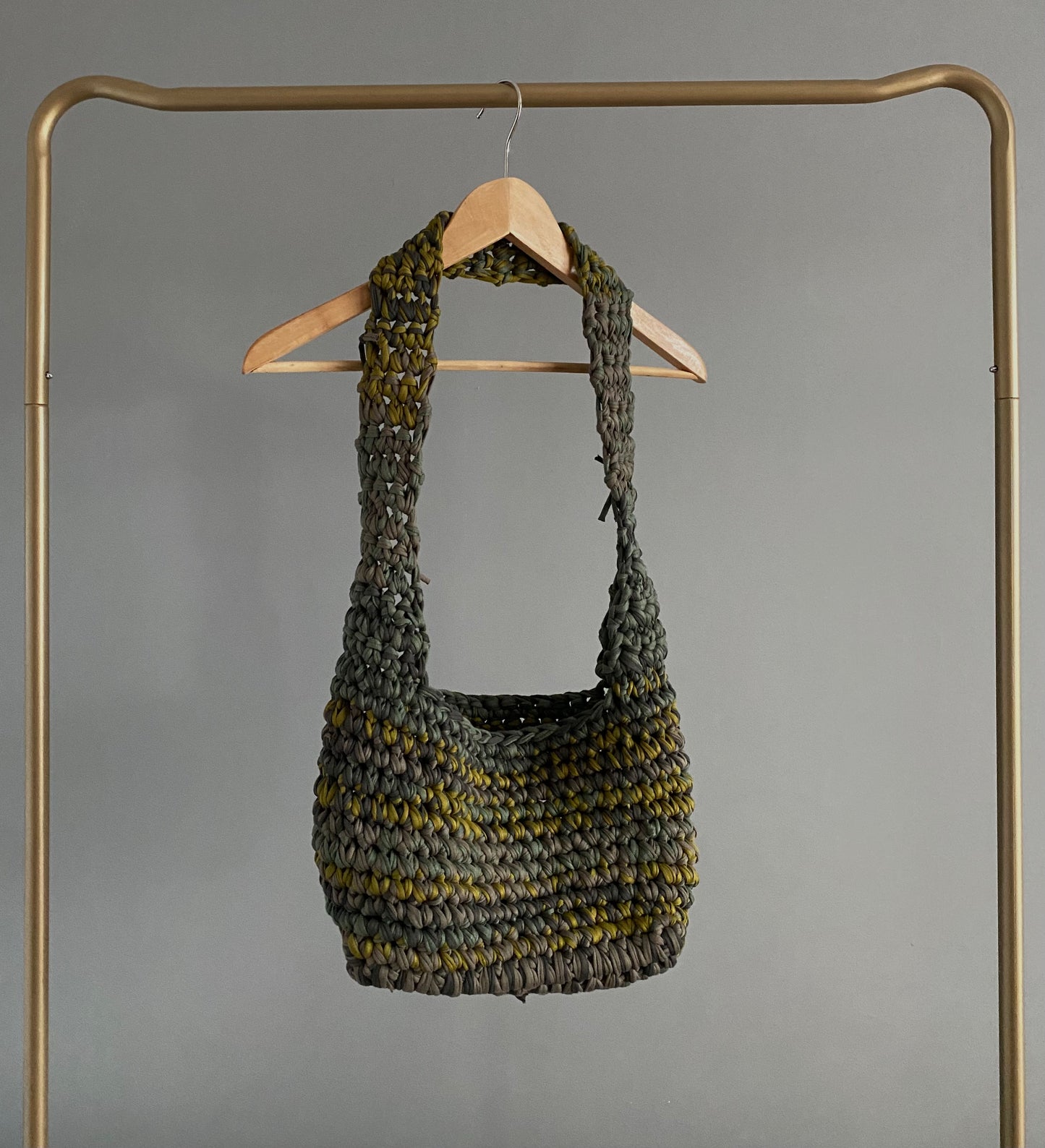 Sac en crochet vert marbré