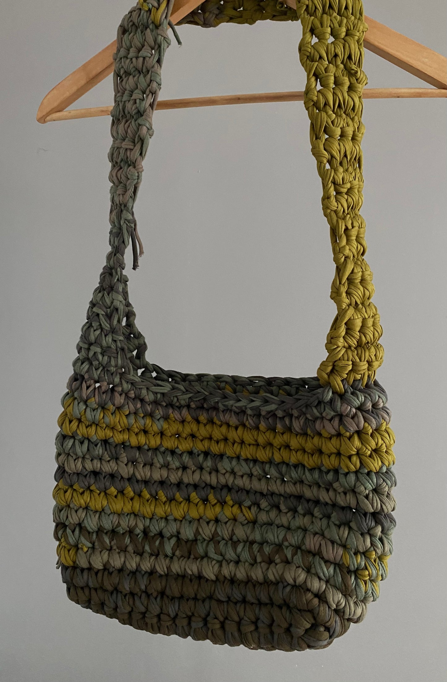 Sac en crochet vert marbré