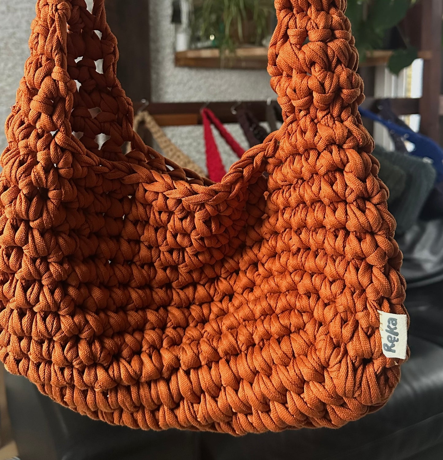 Sac en crochet couleur citrouille