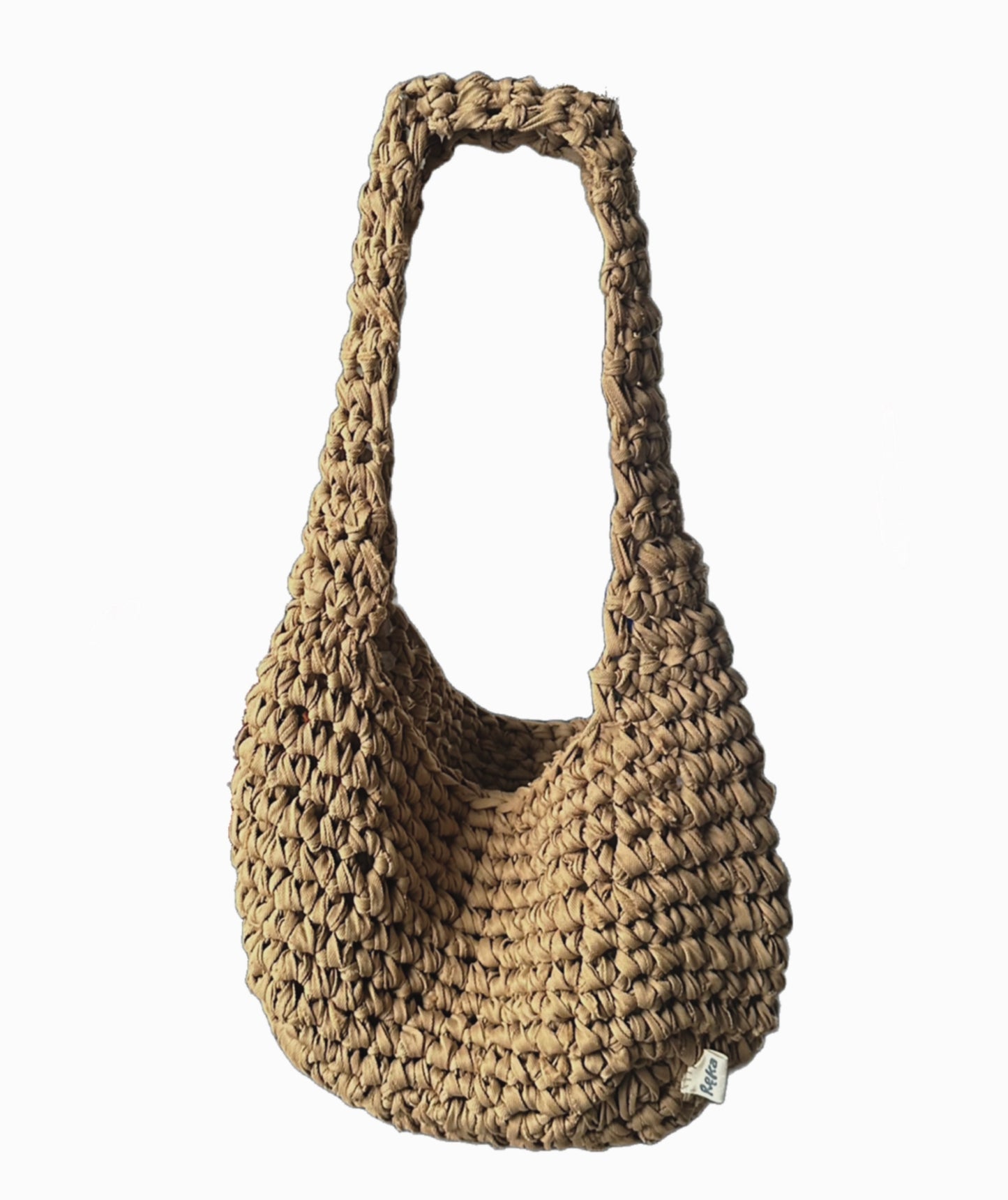 Sac en crochet bandoulière camel
