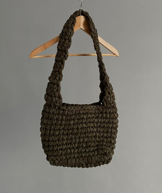 Sac en crochet kaki marbré