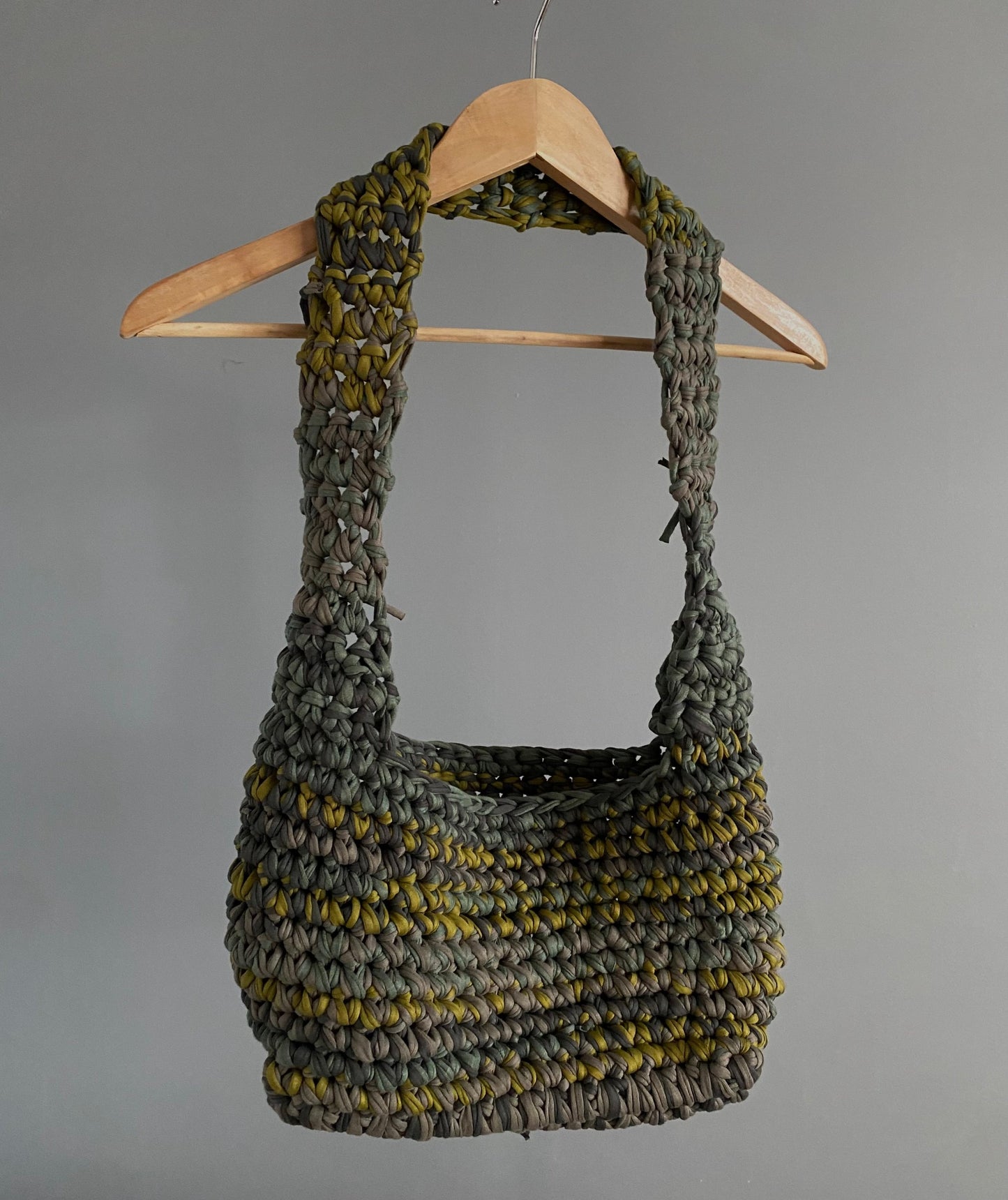 Sac en crochet vert marbré