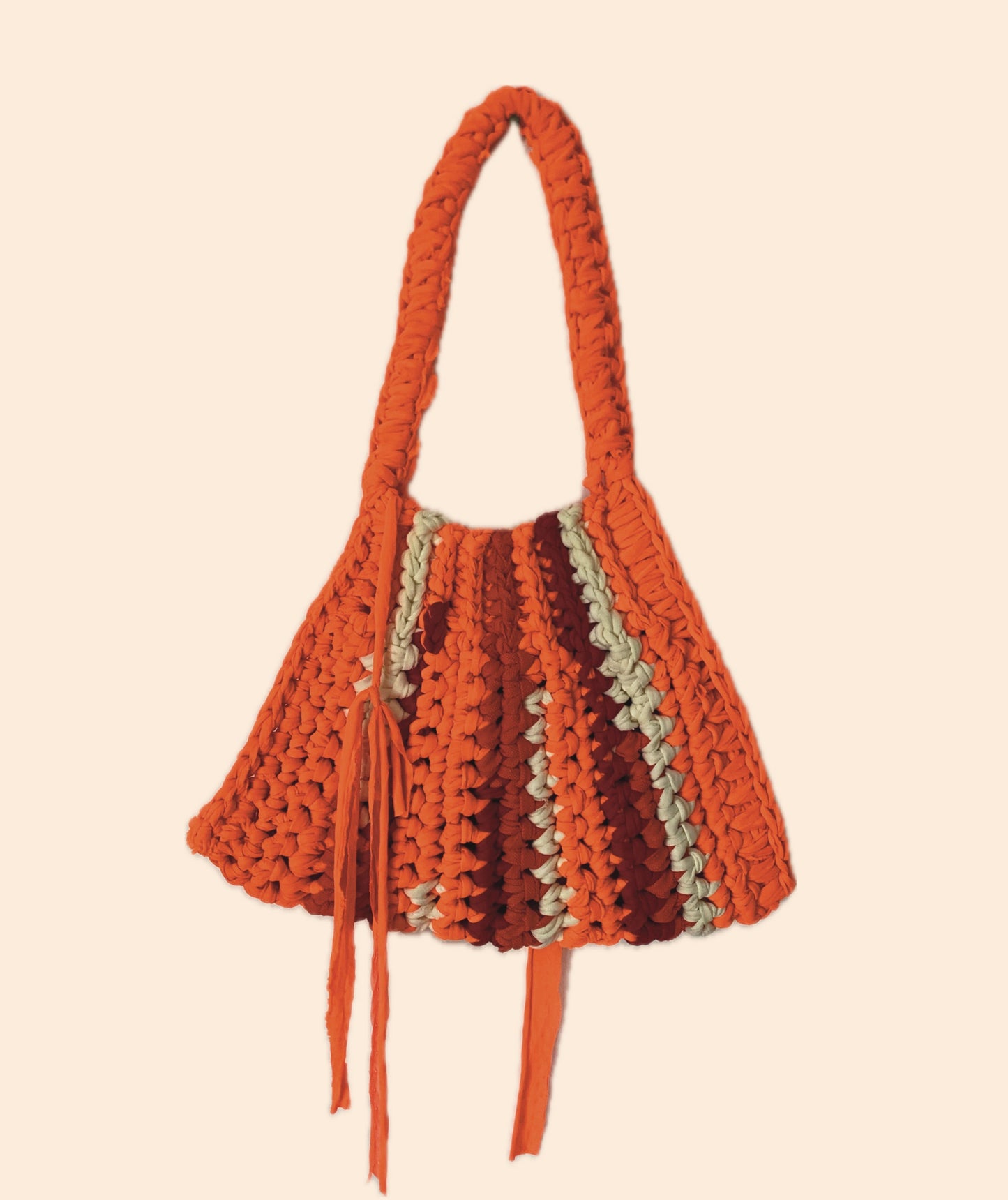 Sac triangle en crochet orange fluo