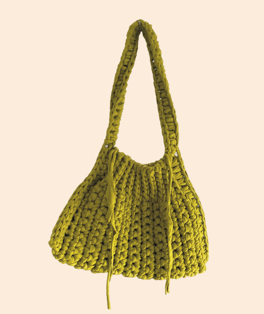 Sac triangle en crochet vert « Shrek »