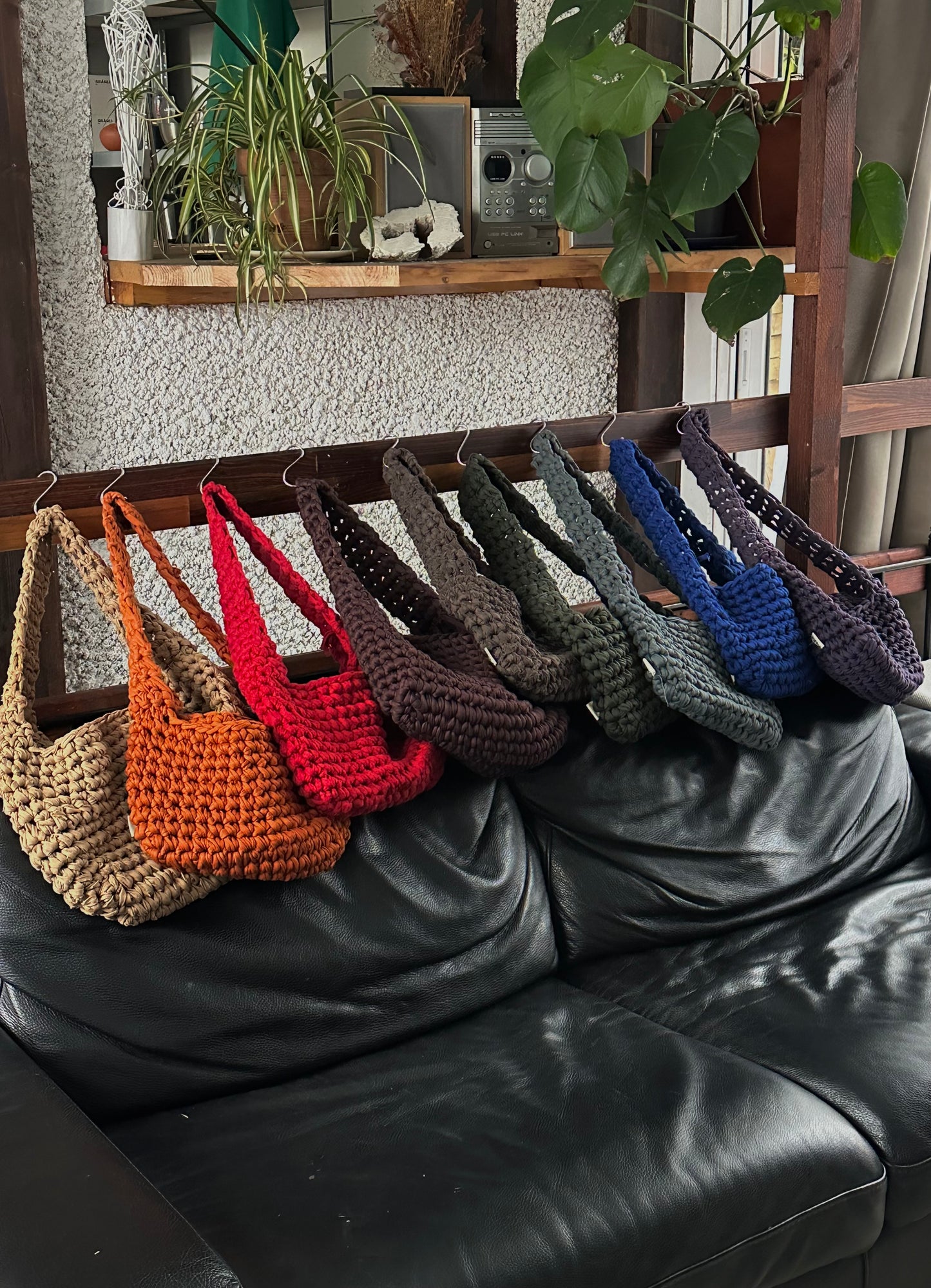Sac en crochet bandoulière camel