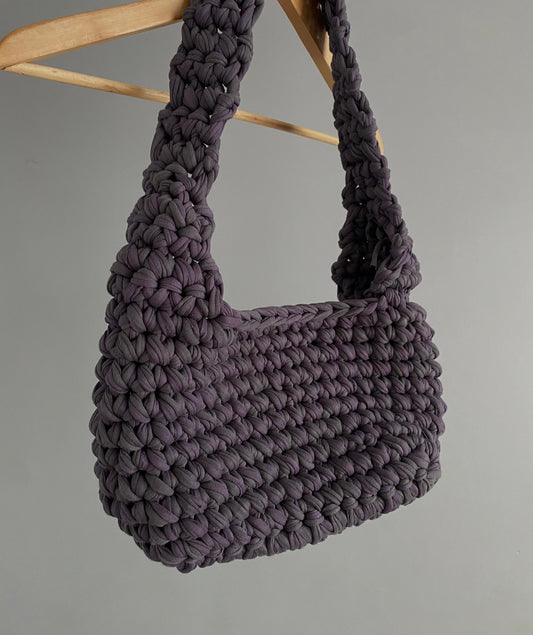 Sac en crochet prune marbré