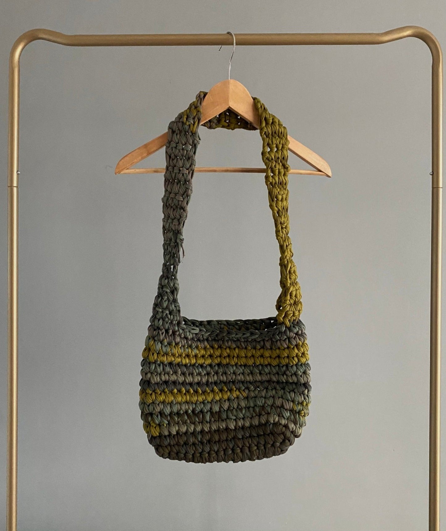 Sac en crochet vert marbré