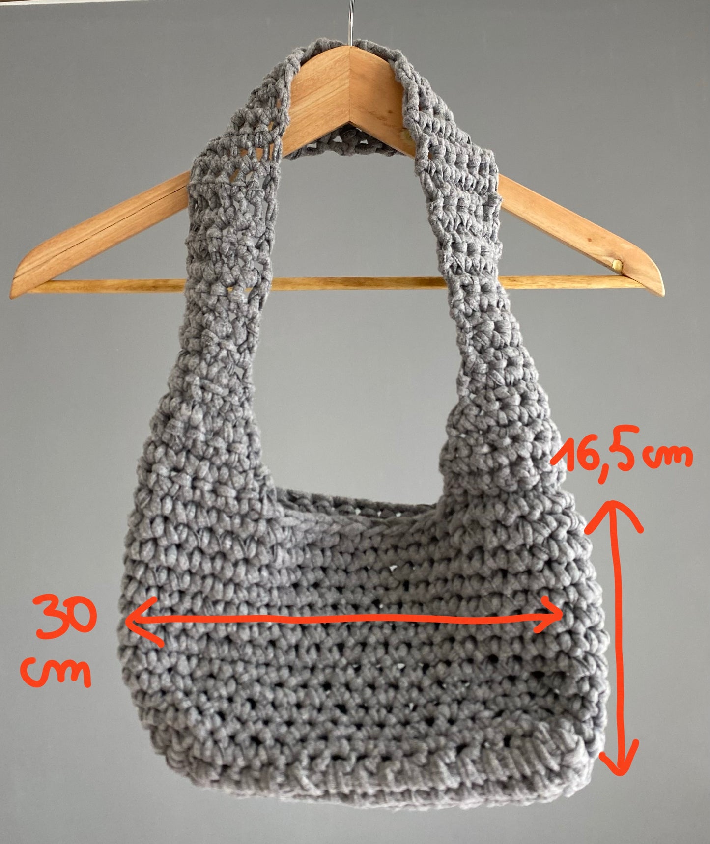 Sac mini en crochet gris