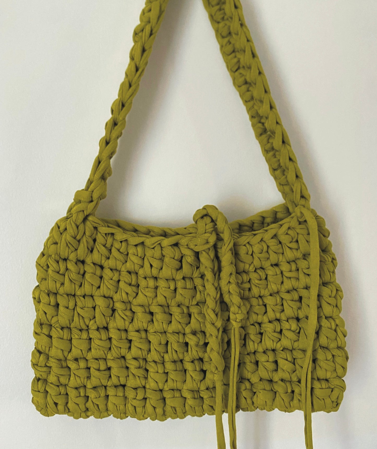 Sac baguette en crochet vert Shrek