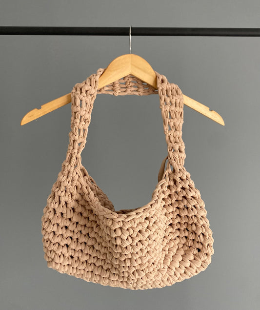 sac en crochet beige