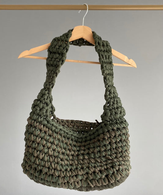 sac en crochet kaki fait main