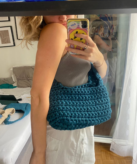 Sac en crochet turquoise