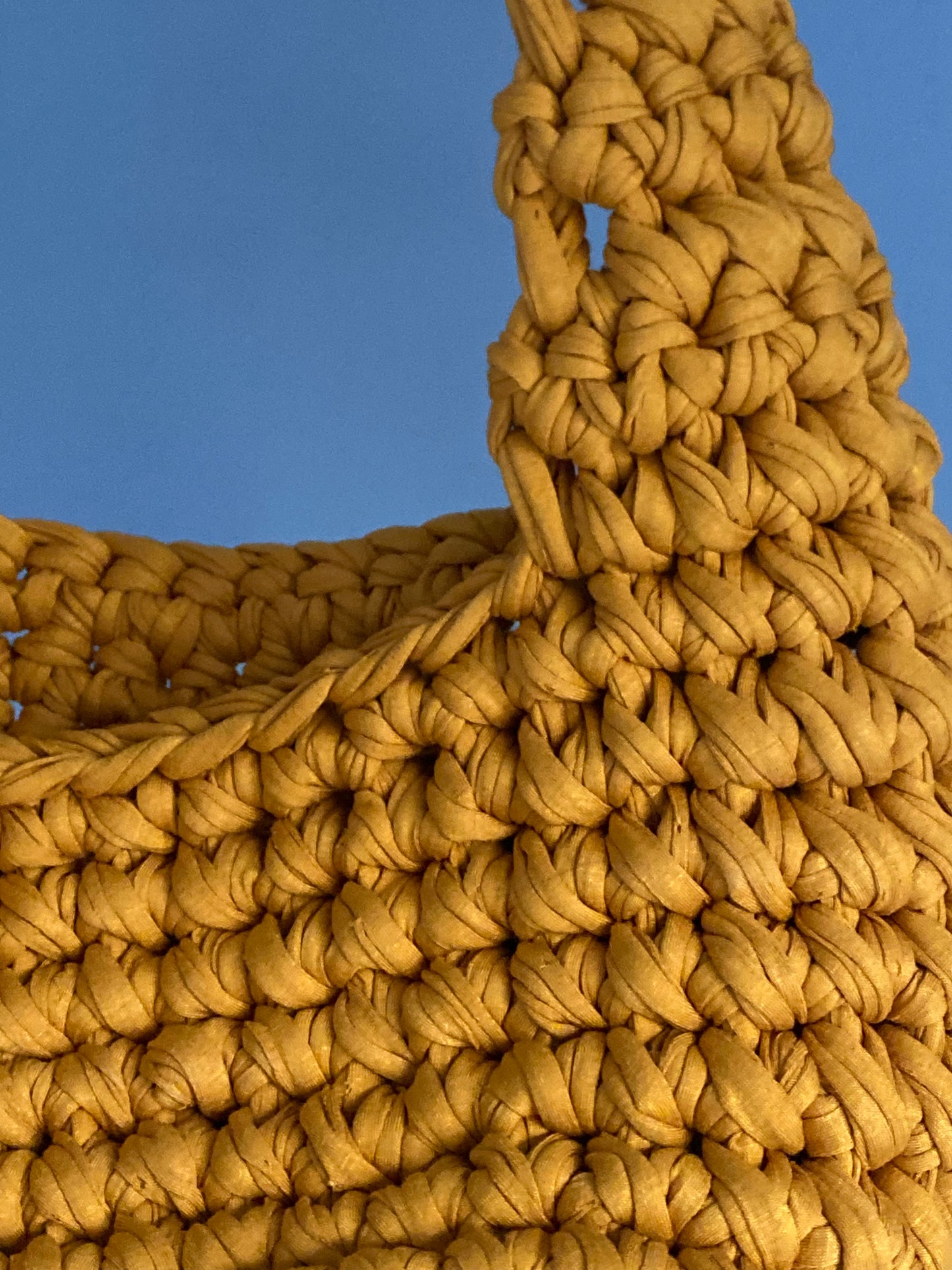 Sac en crochet bandoulière jaune moutarde