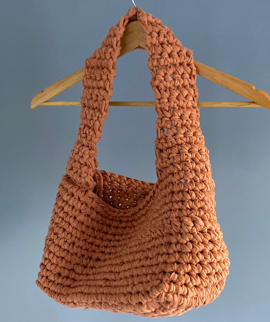 sac bandoulière en crochet rose saumon fait main