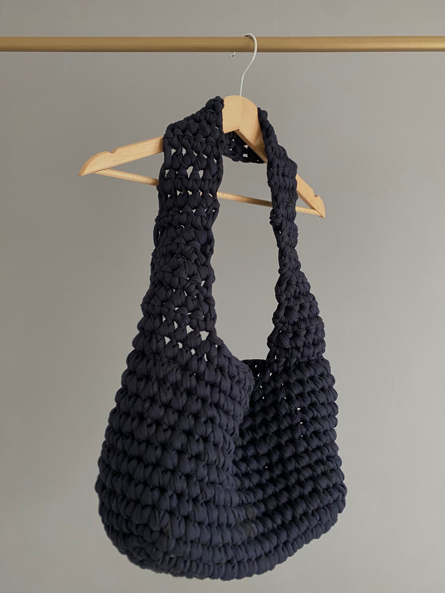 BIG Sac en crochet bleu marine