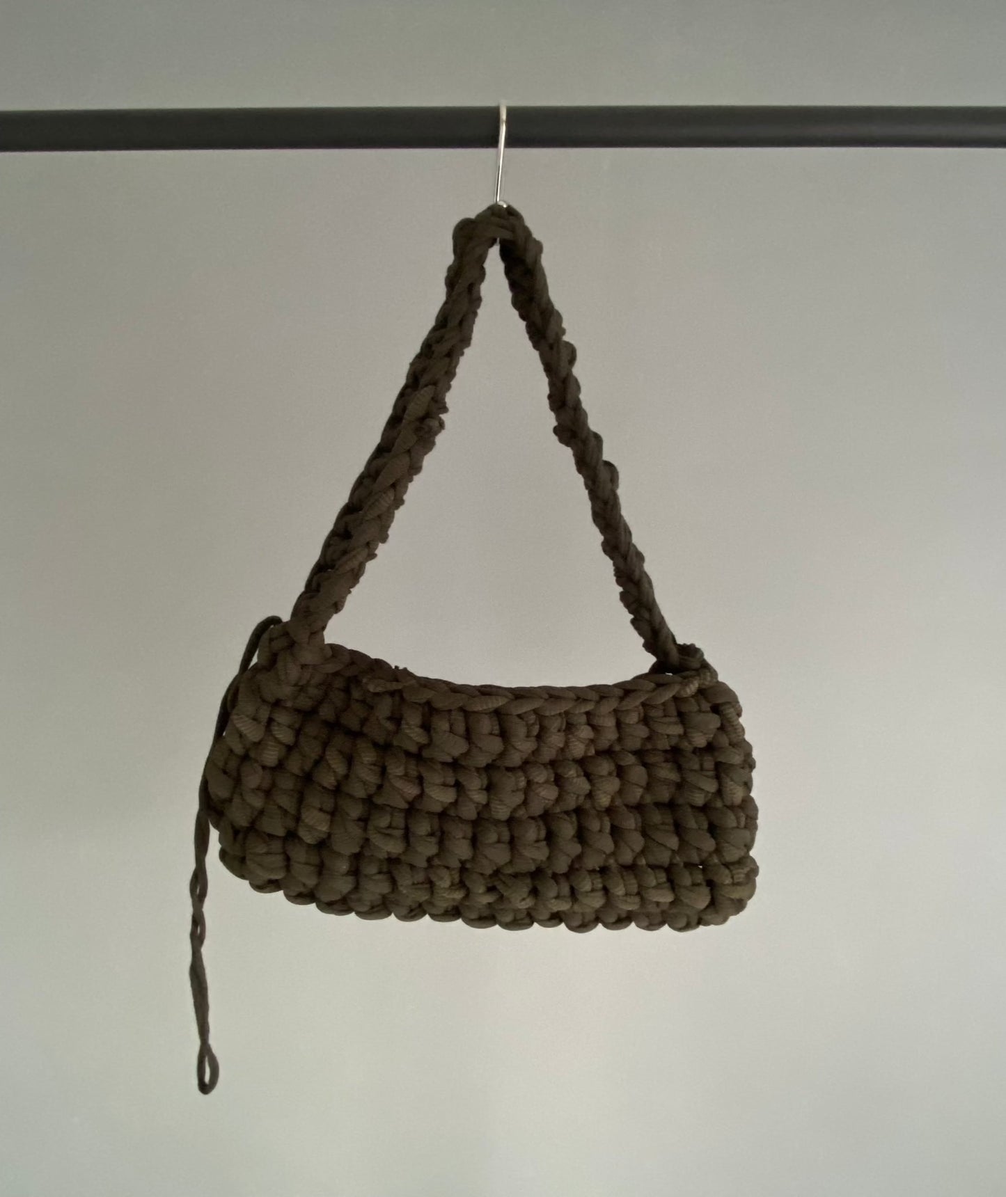 sac baguette en crochet kaki