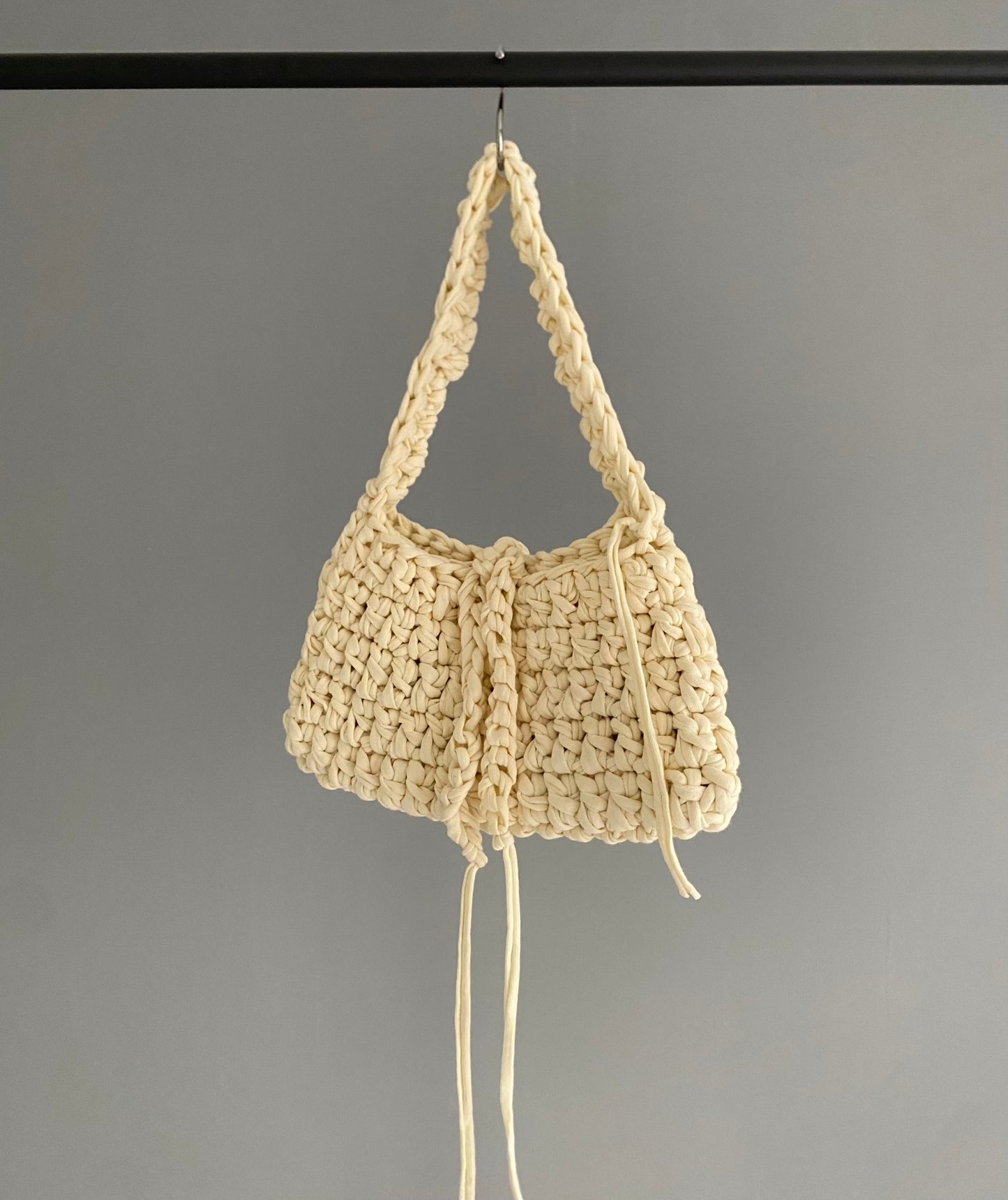 sac baguette en crochet crème