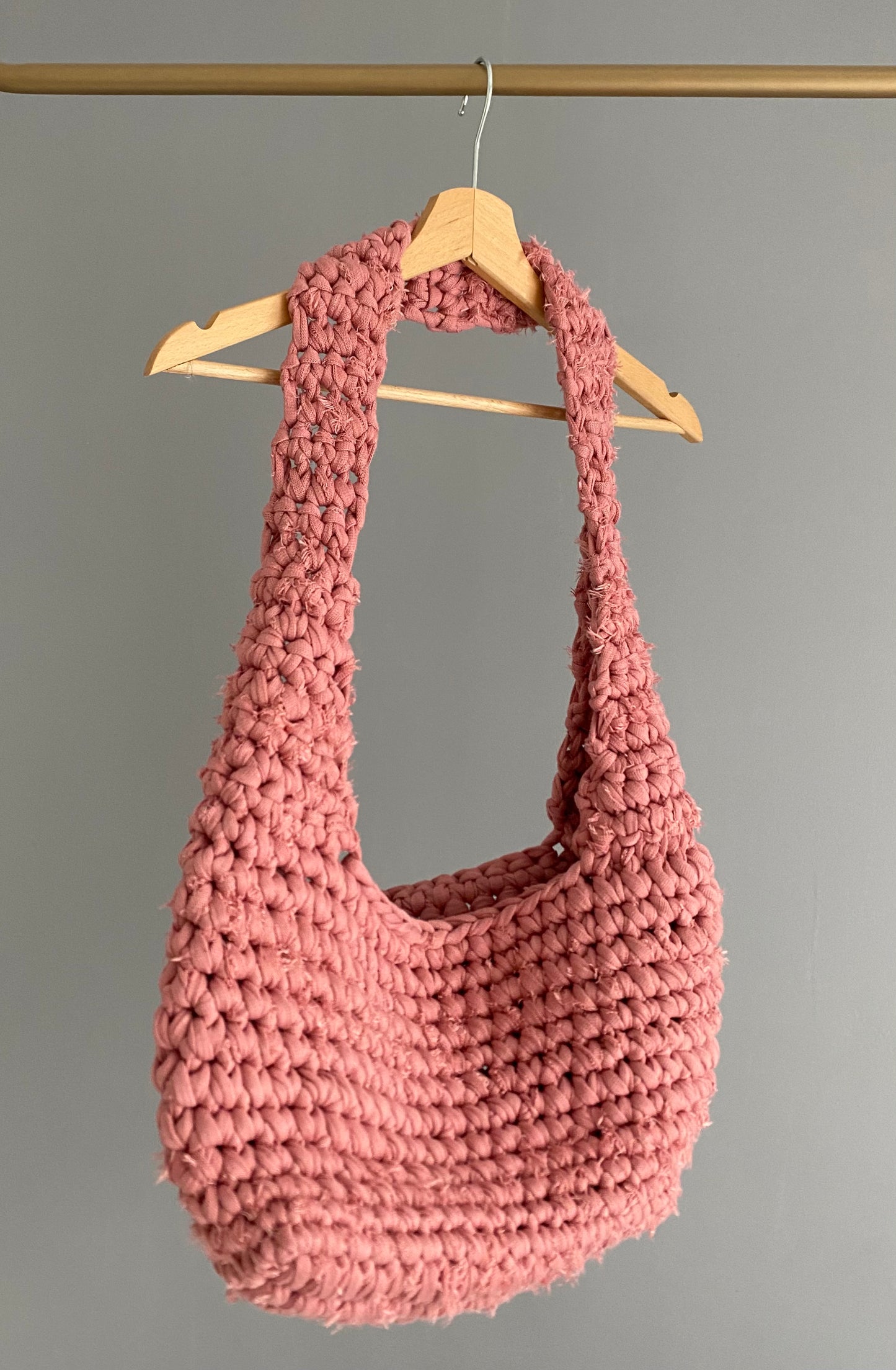 BIG sac en crochet rose