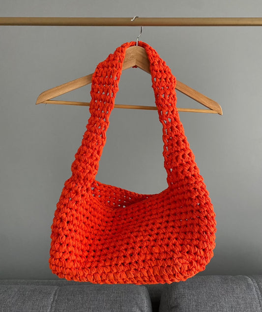 sac en bandoulière en crochet orange