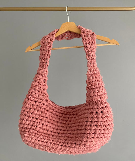 BIG sac en crochet rose