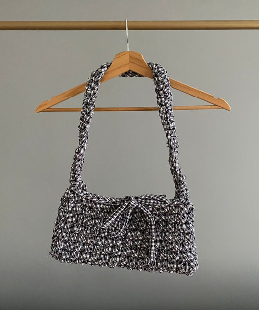 sac à main en crochet motif vichy