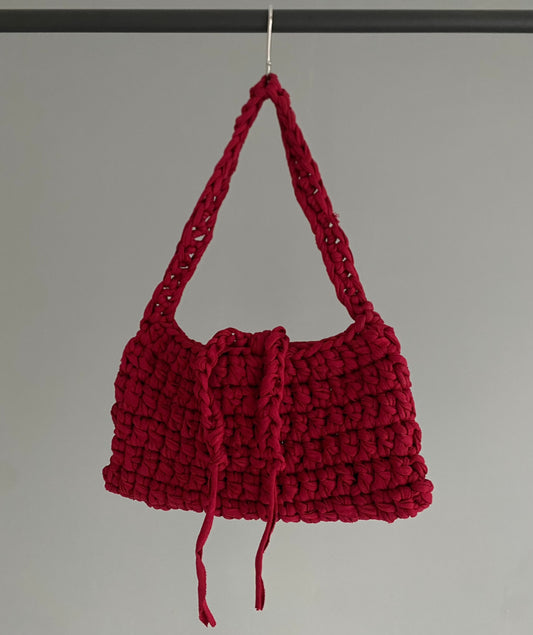 sac baguette en crochet bordeaux