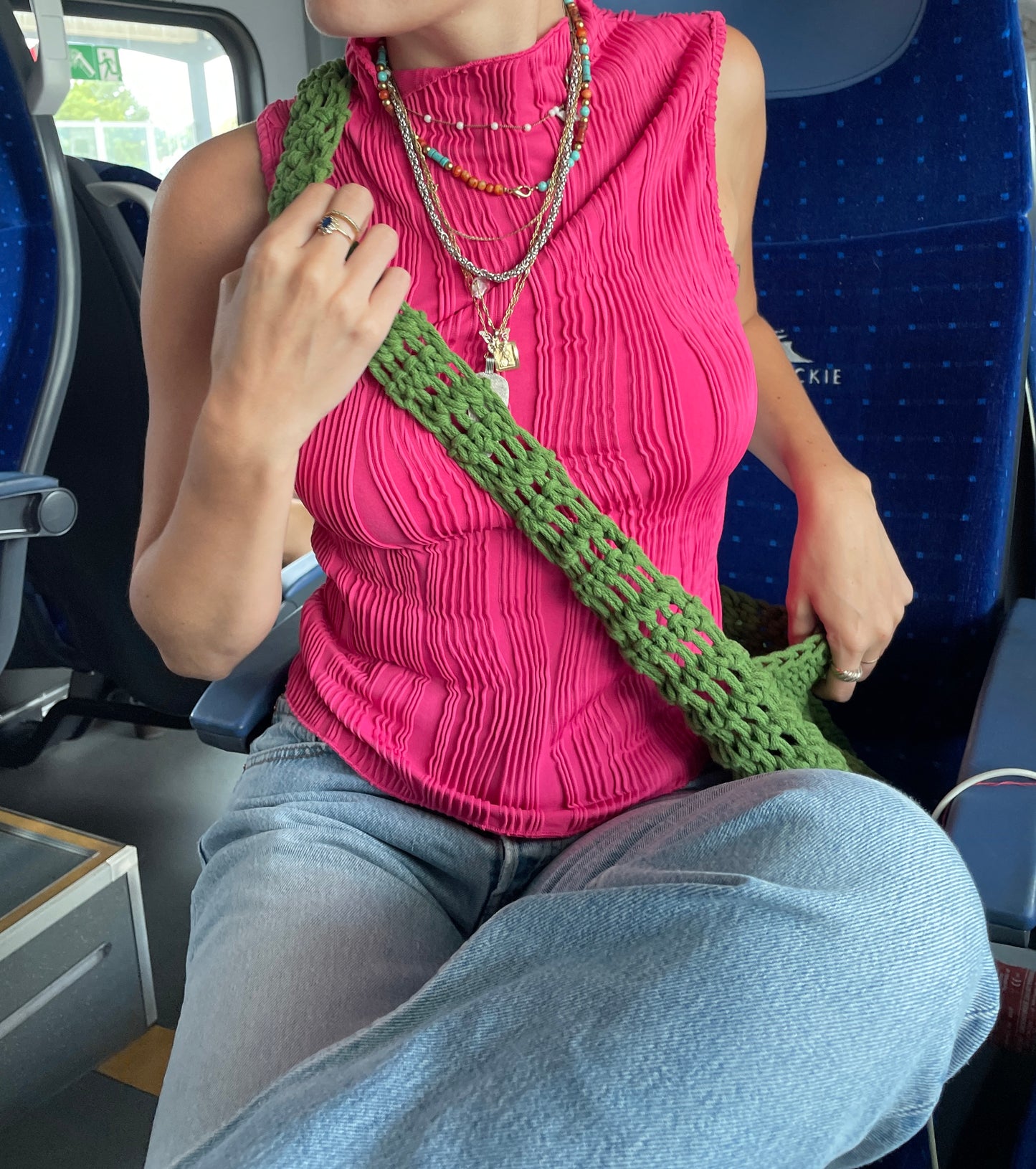 Sac en crochet vert